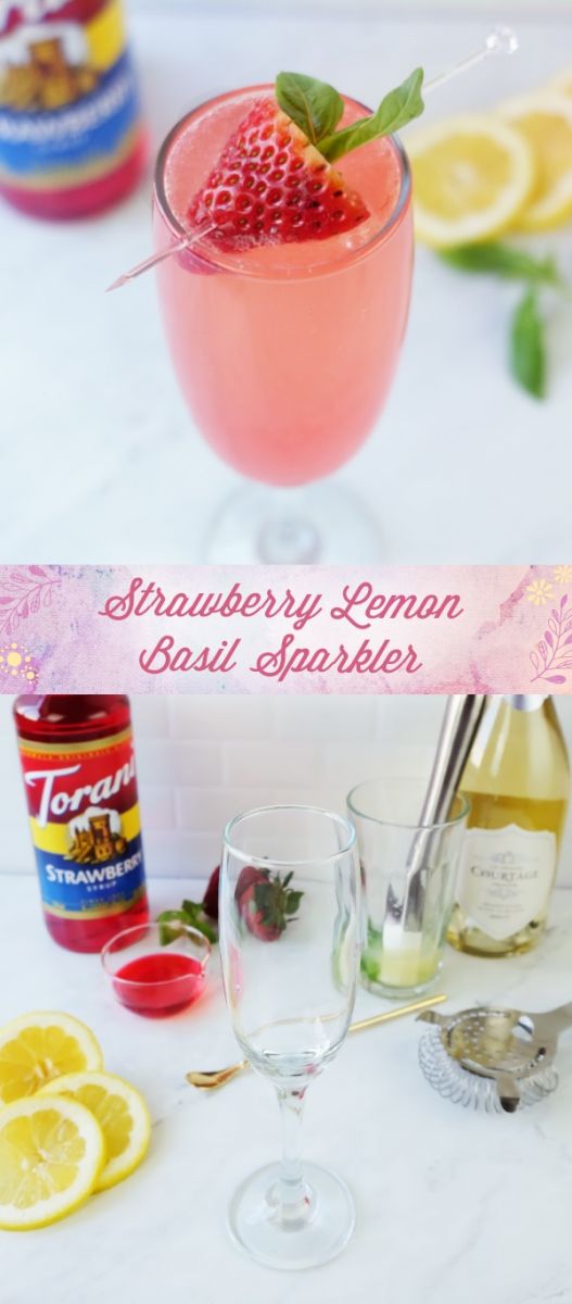 strawberry lemon basil sparkler