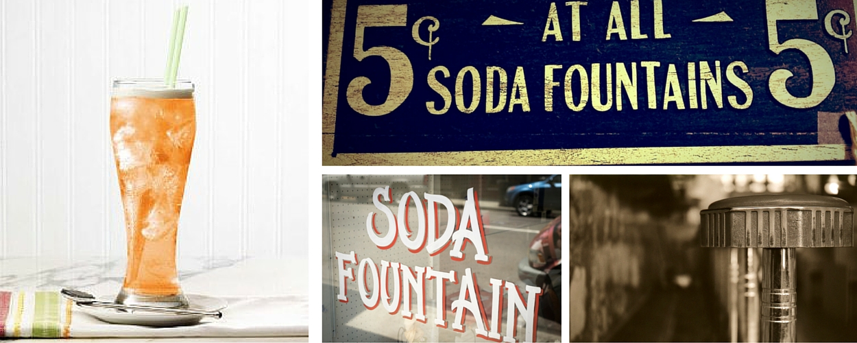soda fountain drink and old soda fountain sign