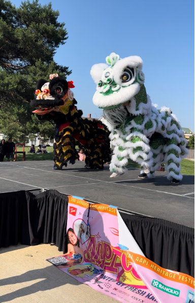 Vietnamese dragon dancers at the event