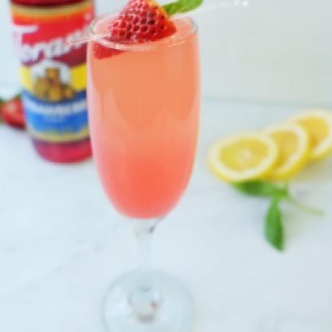 Strawberry Lemon Basil Sparkler