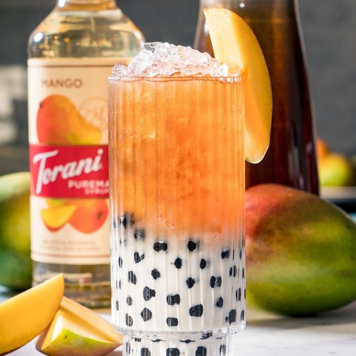 Mango Bubble Milk Tea with puremade mango syrup
